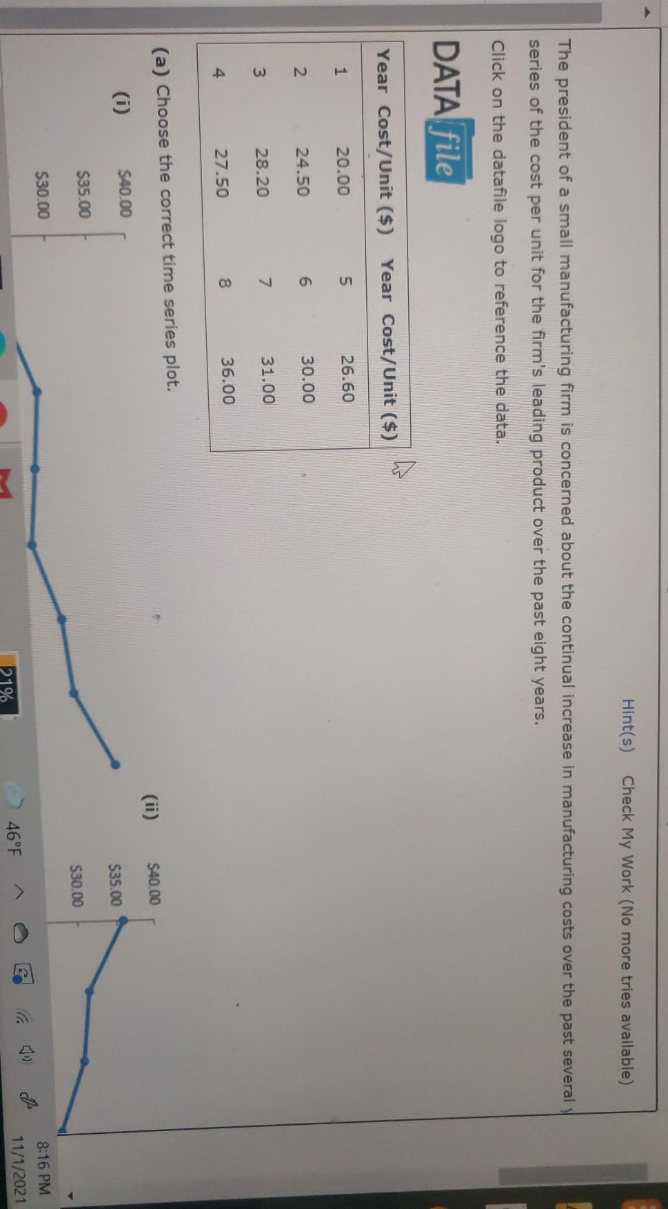 Solved Hint(s) Check My Work (No more tries available) The | Chegg.com