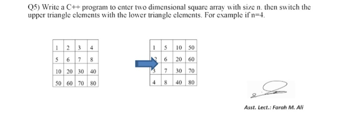 Solved (5) Write a C++ program to enter two dimensional | Chegg.com