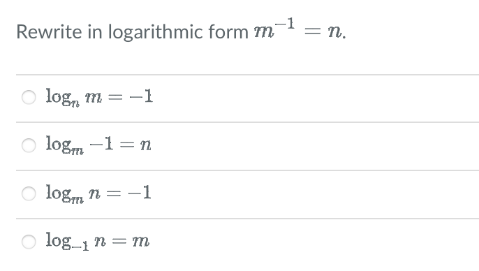 Solved Rewrite in logarithmic form | Chegg.com