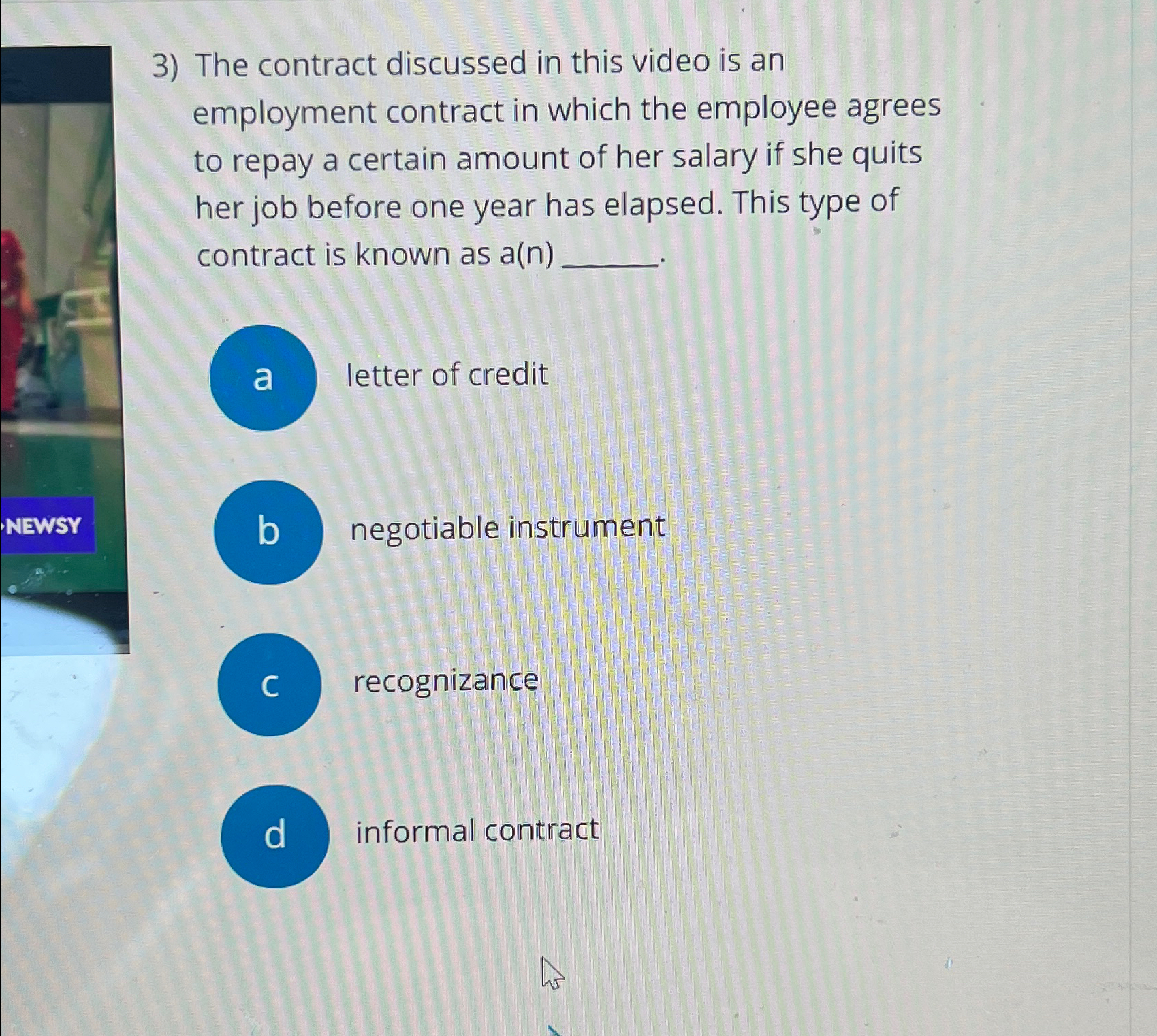 Solved The contract discussed in this video is an employment | Chegg.com