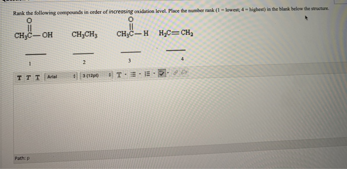 Solved Rank the following compounds in order of increasing | Chegg.com