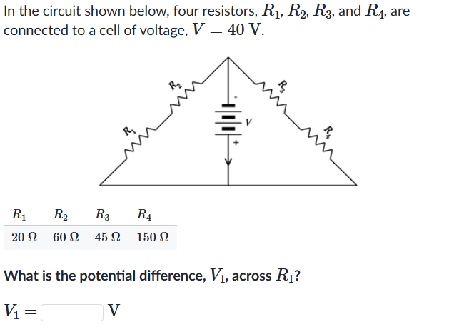 In the circuit shown below, four resistors, R1,R2,R3, | Chegg.com