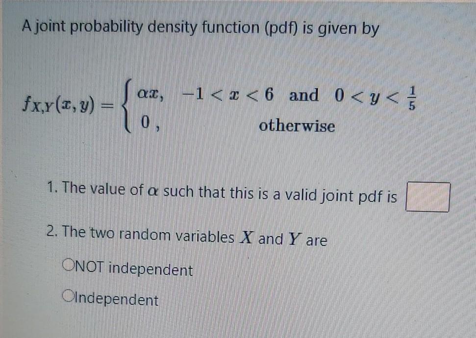 Solved A joint probability density function (pdf) is given | Chegg.com