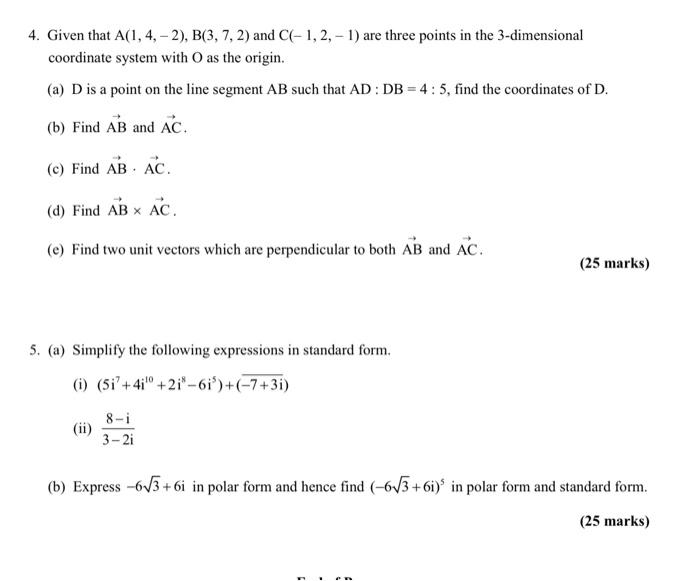 Solved 4. Given That A(1,4,-2), B(3,7, 2) And C(-1, 2, -1) | Chegg.com