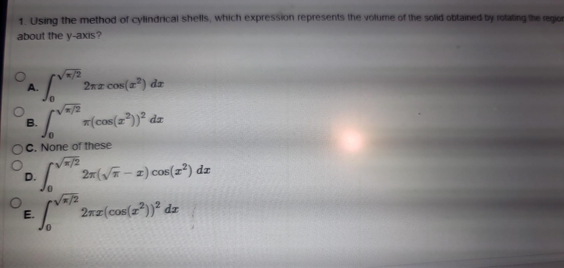 Solved 1 Using The Method Of Cylindrical Shells Which Chegg solved-1-using-the-method-of-cylindrical-shells-which-chegg