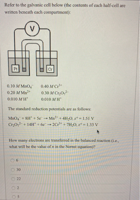 Solved Refer to the galvanic cell below (the contents of | Chegg.com