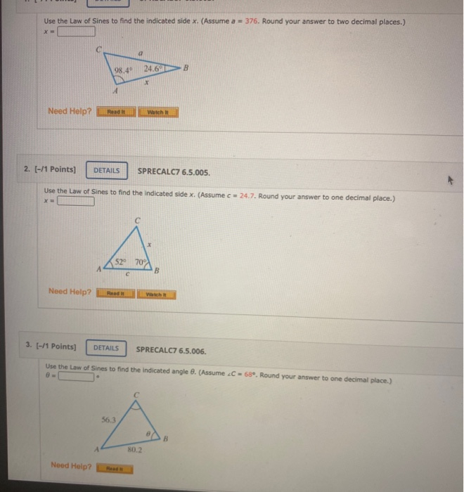 Solved Use the Law of Sines to find the indicated side x. | Chegg.com