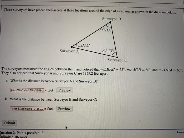 Solved Three Surveyors Have Placed Themselves At Three | Chegg.com