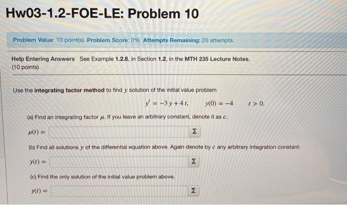 Solved Hw03-1.2-FOE-LE: Problem 10 Problem Value: 10 | Chegg.com
