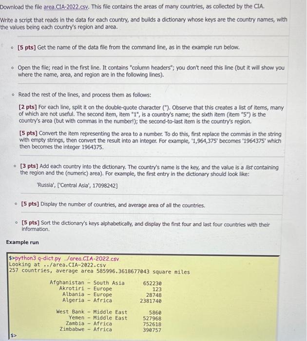 wnload the file area.CIA-2022.csv. This file contains | Chegg.com