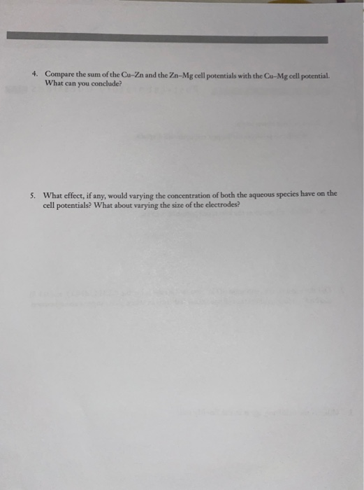 EXPERIMENT 12 ELECTROCHEMISTRY GALVANIC CELLS Report