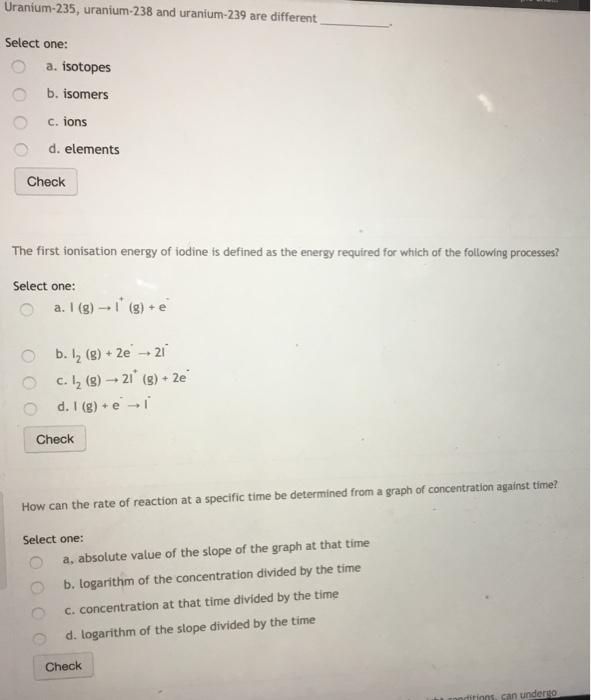Solved Uranium235, uranium238 and uranium239 are