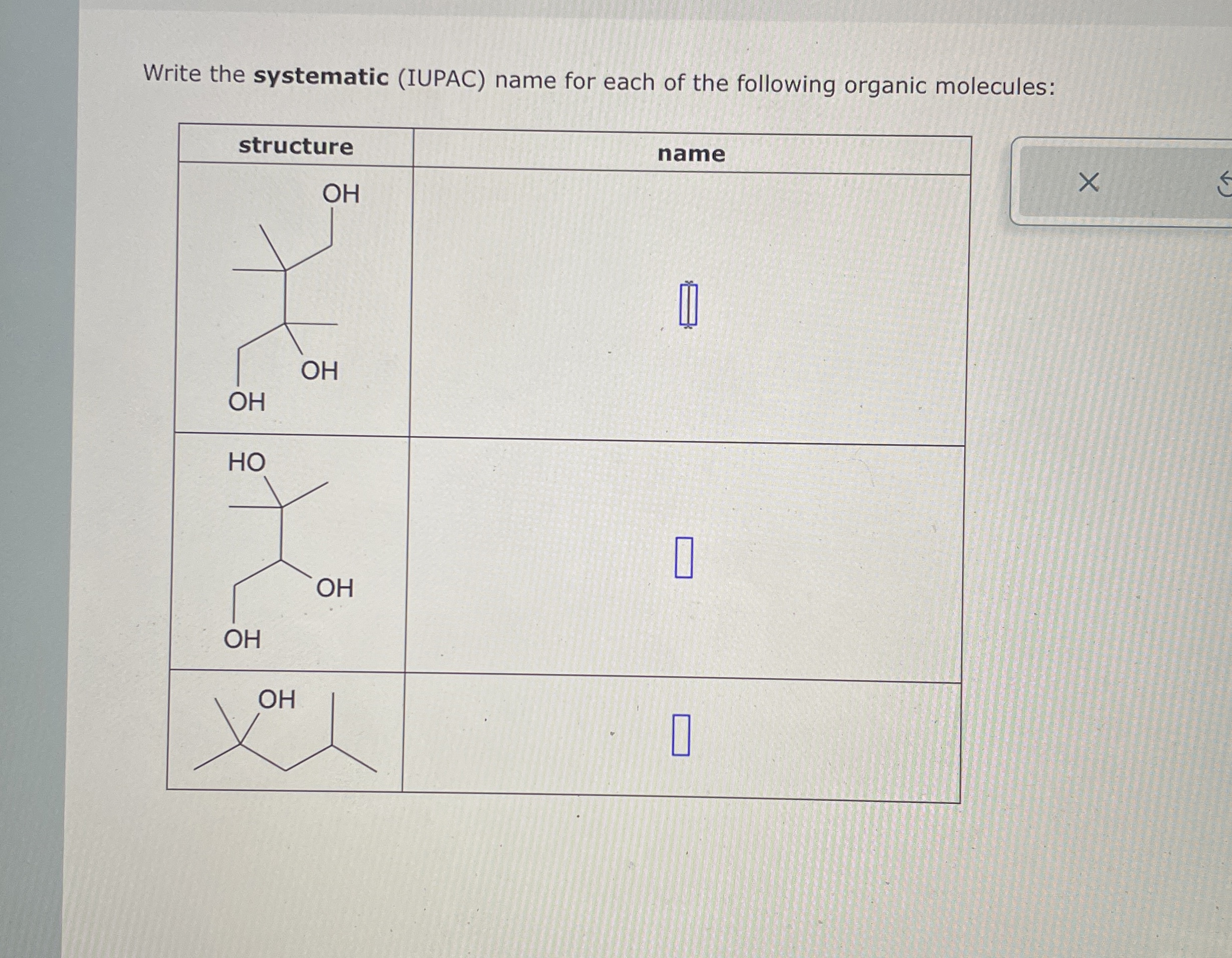 Solved Write the systematic (IUPAC) ﻿name for each of the | Chegg.com