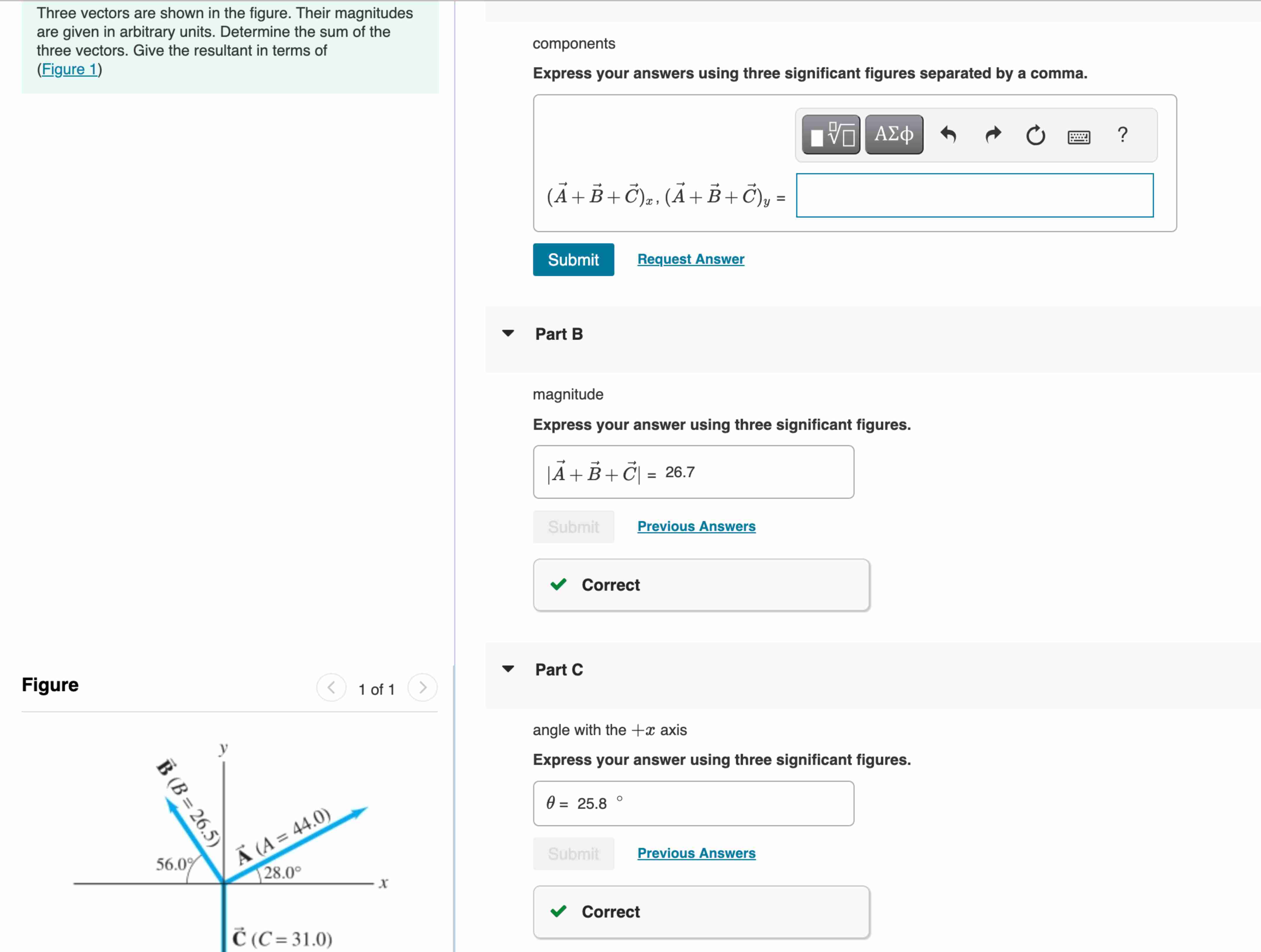 Solved Three vectors are shown in the figure. Their | Chegg.com