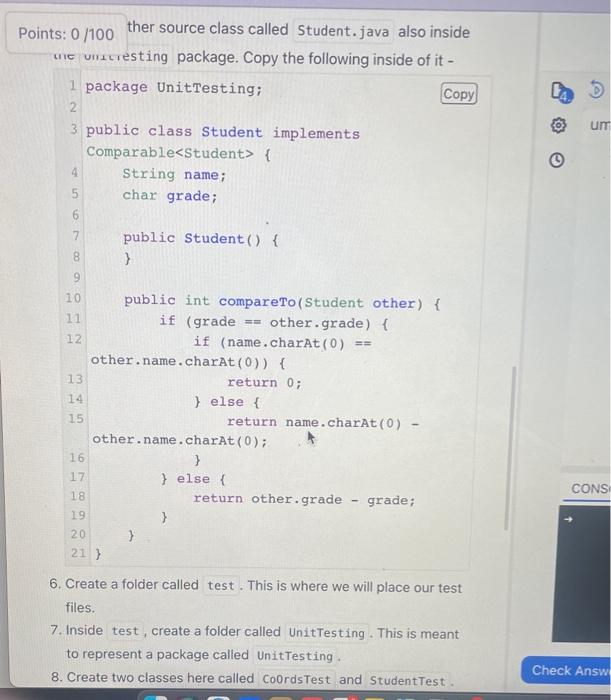 Solved In this lab, we are qoing to write tests for a | Chegg.com