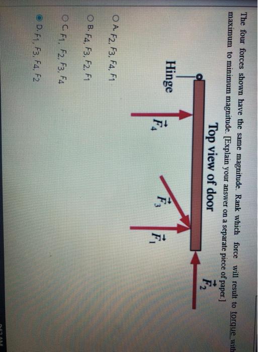 Solved The four forces shown have the same magnitude. Rank | Chegg.com