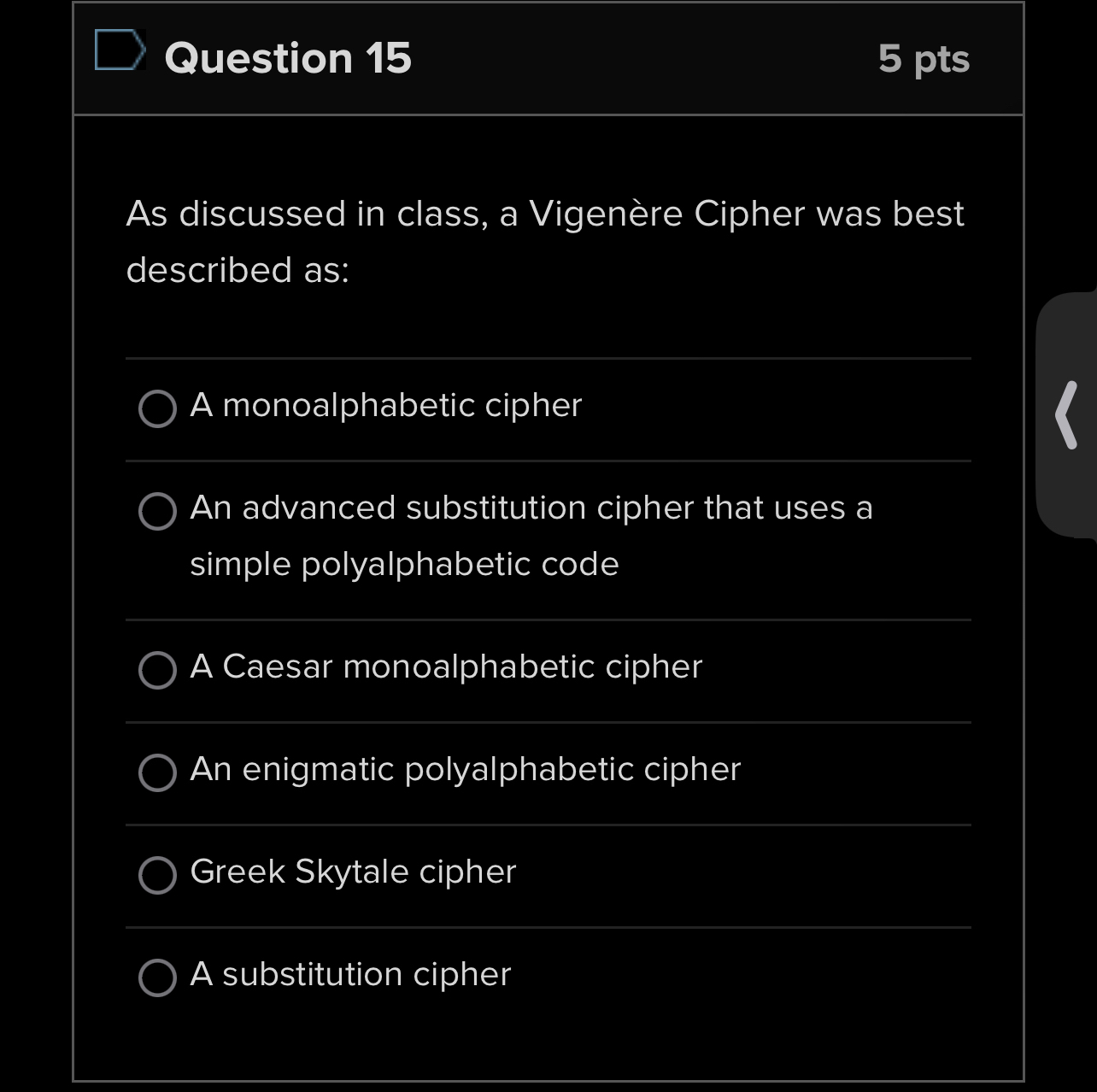 Solved Question 155 ﻿ptsAs discussed in class, a Vigenère | Chegg.com