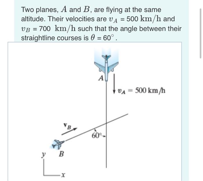 Solved Two Planes, A And B, Are Flying At The Same Altitude. | Chegg.com