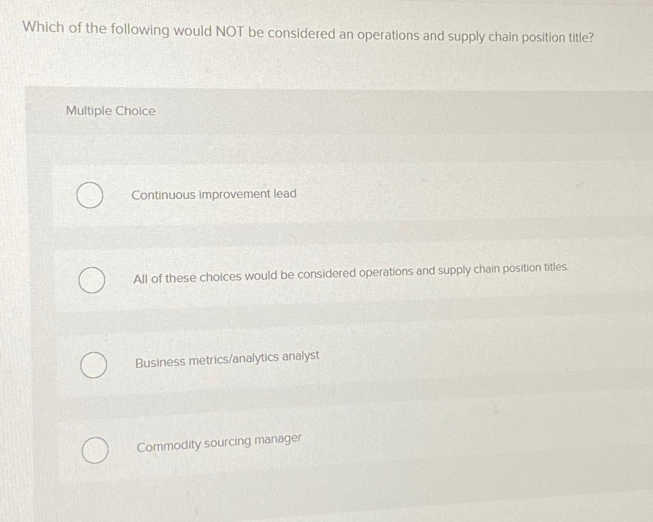Solved Which of the following would NOT be considered an | Chegg.com