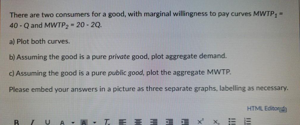 Solved There are two consumers for a good, with marginal | Chegg.com