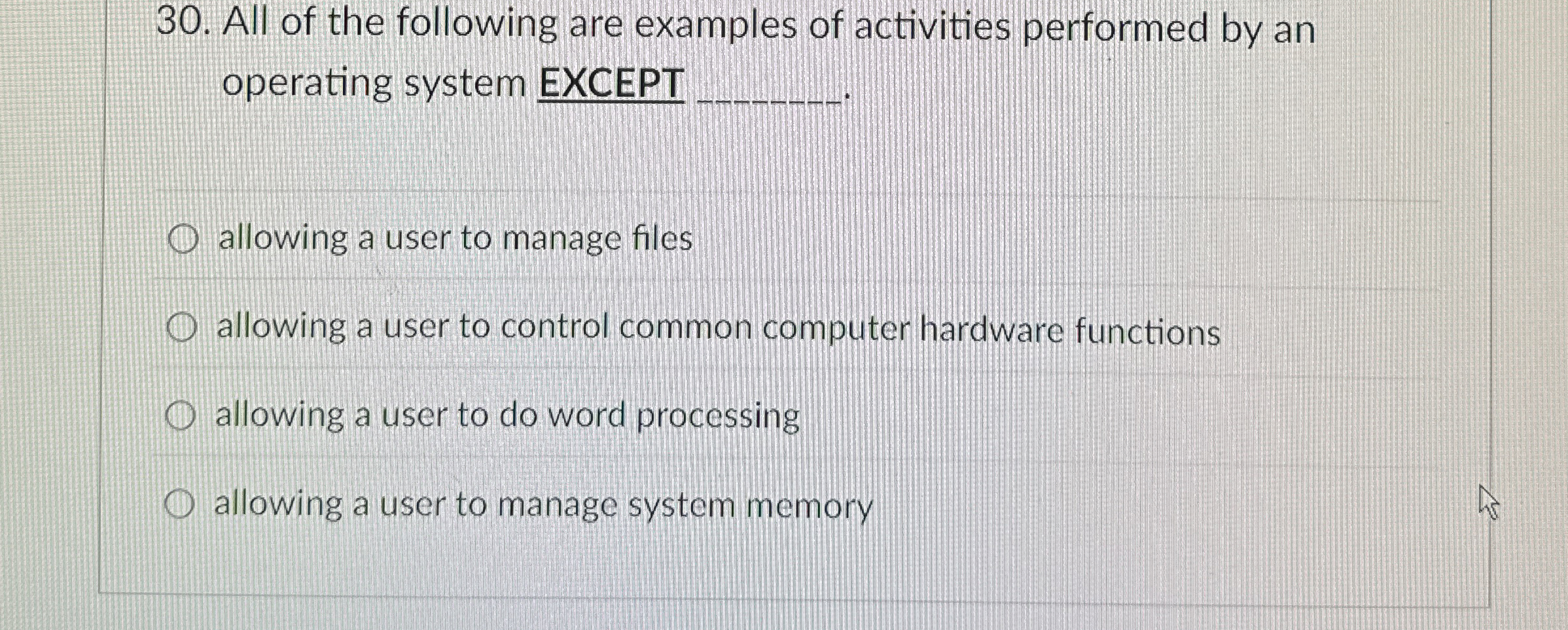 Solved All of the following are examples of activities