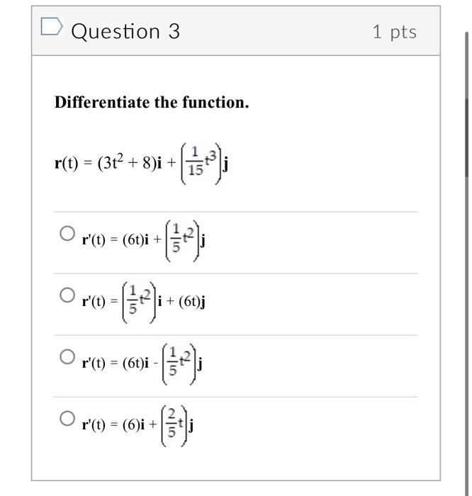 Solved Question 3 Differentiate the function. | Chegg.com