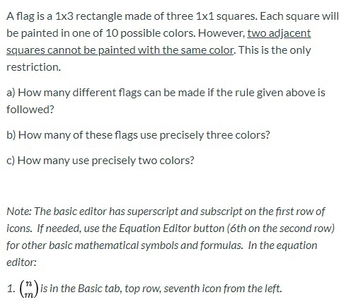 Solved A flag is a 1x3 rectangle made of three 1x1 squares. | Chegg.com