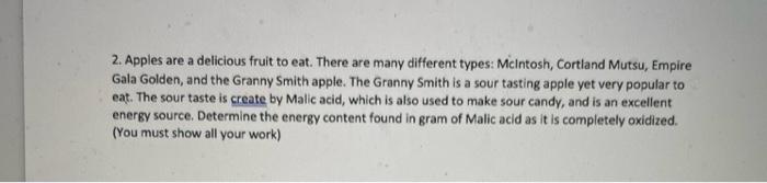 Solved 2. Apples are a delicious fruit to eat. There are | Chegg.com