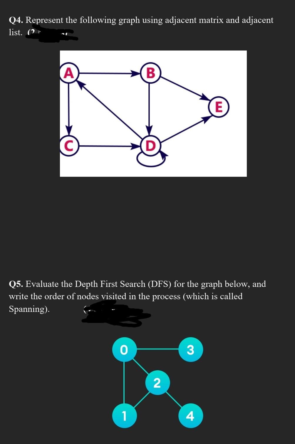 Solved Q4. Represent the following graph using adjacent | Chegg.com