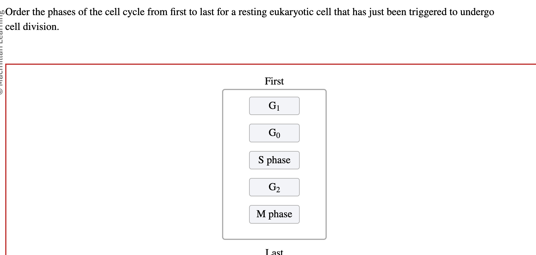 Solved Order the phases of the cell cycle from first to last | Chegg.com