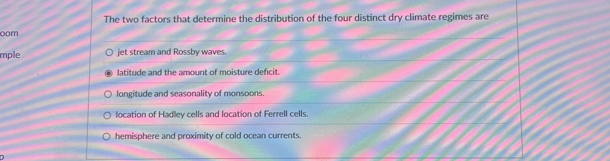 Solved The two factors that determine the distribution of | Chegg.com