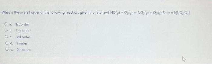 Solved What Is The Overall Order Of The Following Reaction, | Chegg.com