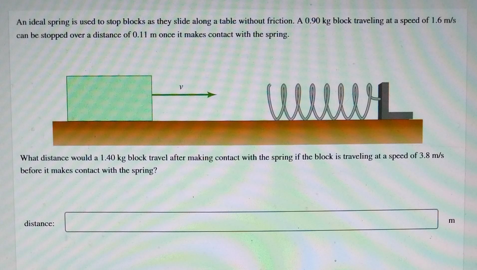 Solved An ideal spring is used to stop blocks as they slide | Chegg.com