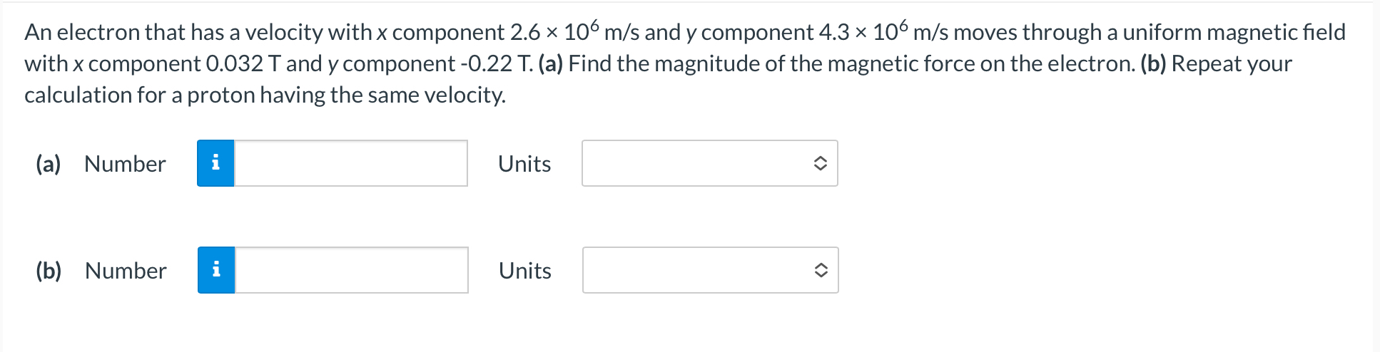 Solved An electron that has a velocity with x ﻿component | Chegg.com