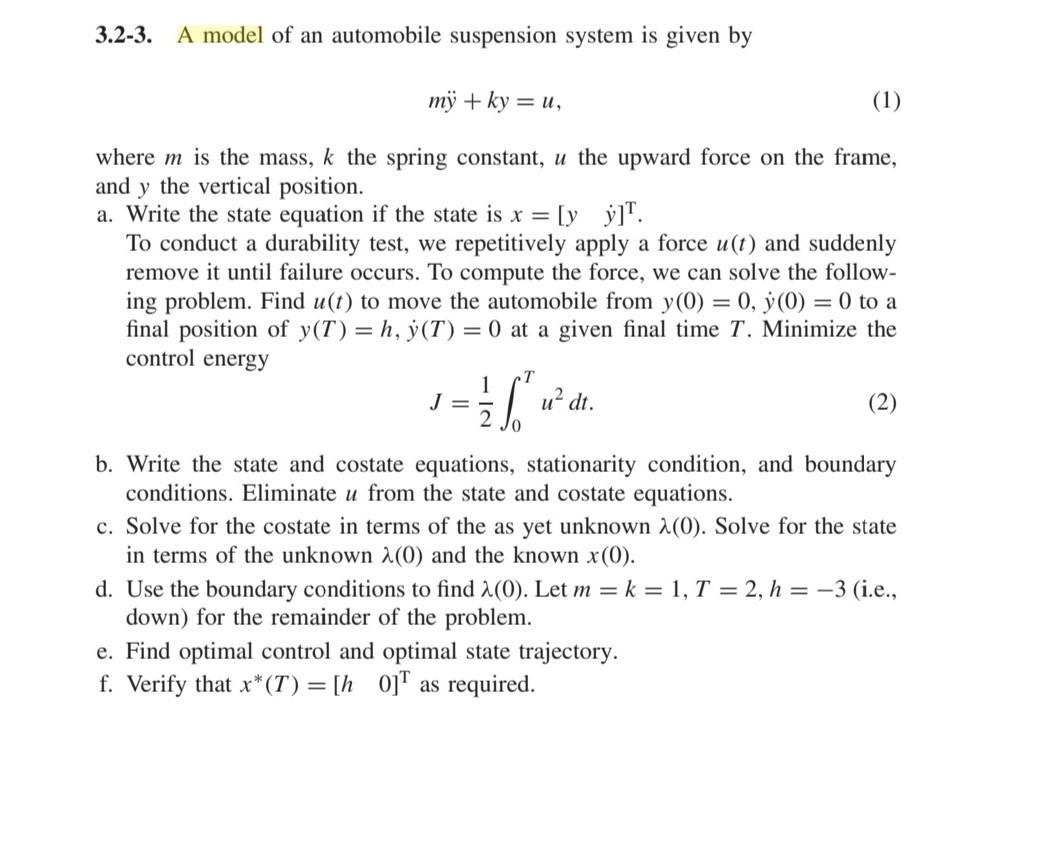 Solved c. Solve for the costate in terms of the as yet | Chegg.com