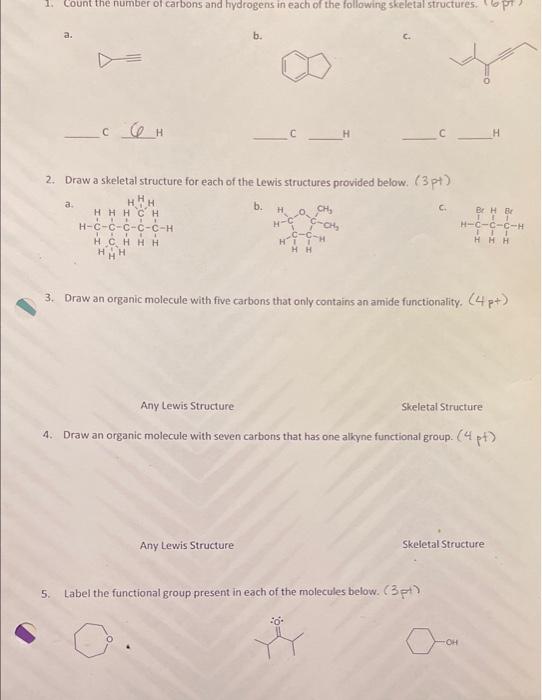Solved 1. Count the number of carbons and hydrogens in each | Chegg.com