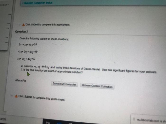 Solved Question Completion Status A Click Submit to complete | Chegg.com