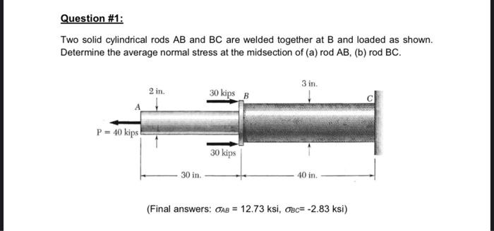 Solved Question \#1: Two Solid Cylindrical Rods AB And BC | Chegg.com