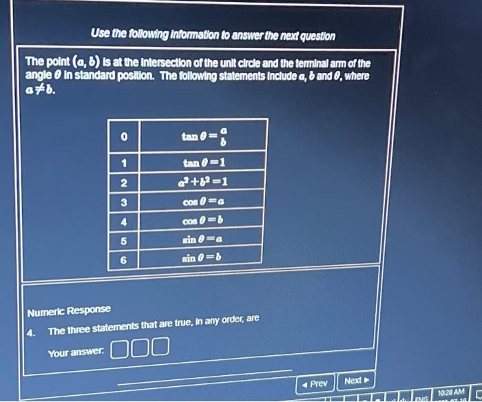 Solved The point (a,b) is at the Intersection of the unit | Chegg.com