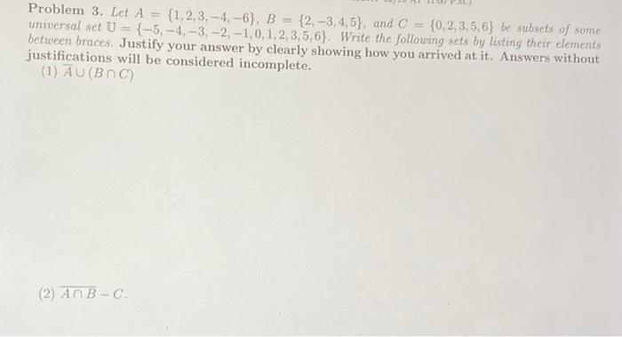Solved Problem 3. Let A {1,2,3.-4, -6}, B = {2, -3,4,5), and | Chegg.com