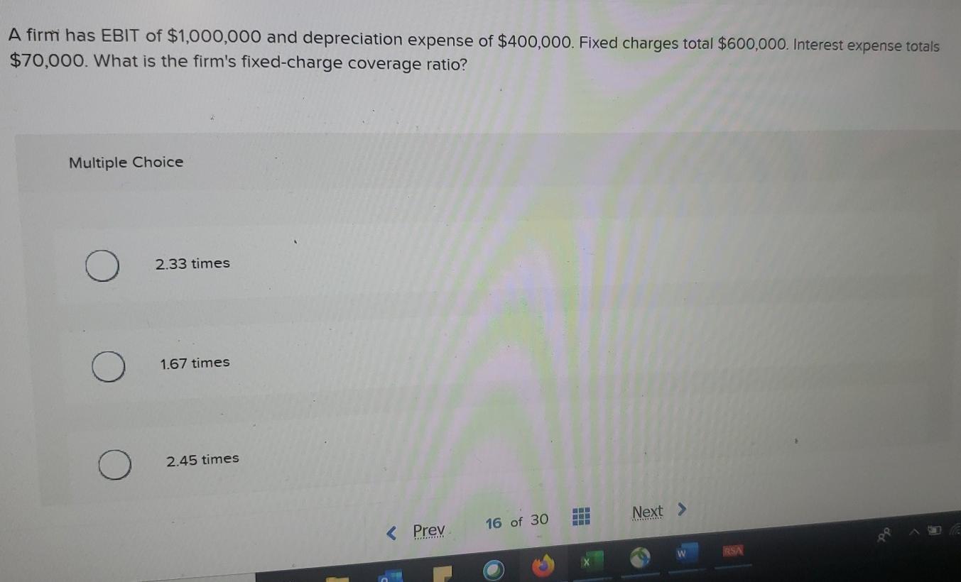 Solved A Firm Has EBIT Of 1 000 000 And Depreciation Chegg
