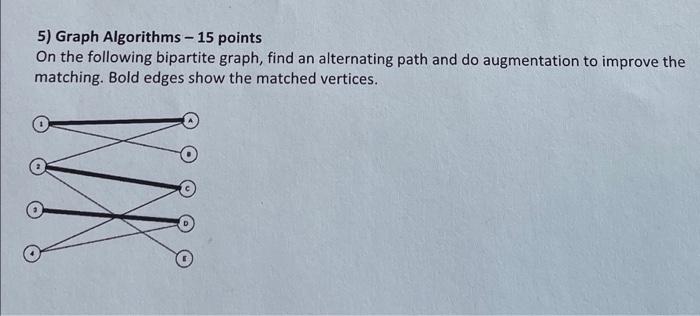 Solved 5) Graph Algorithms - 15 points On the following | Chegg.com