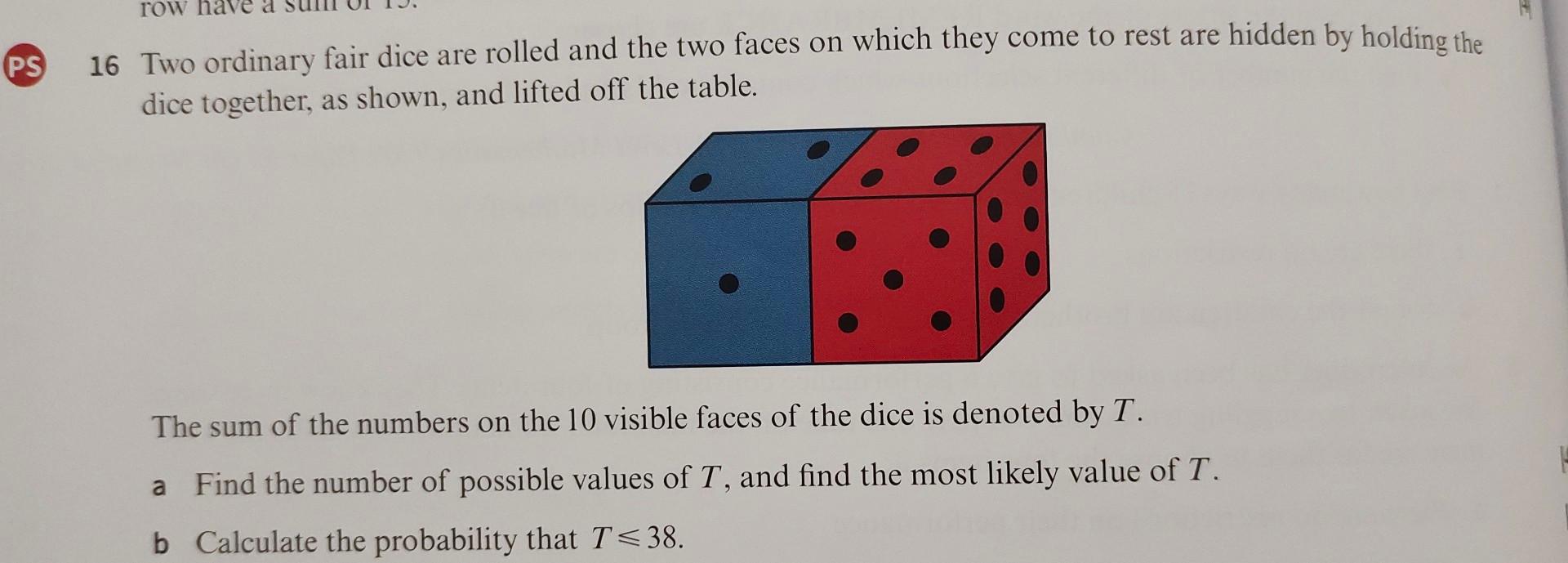 Solved 16 Two Ordinary Fair Dice Are Rolled And The Two | Chegg.com