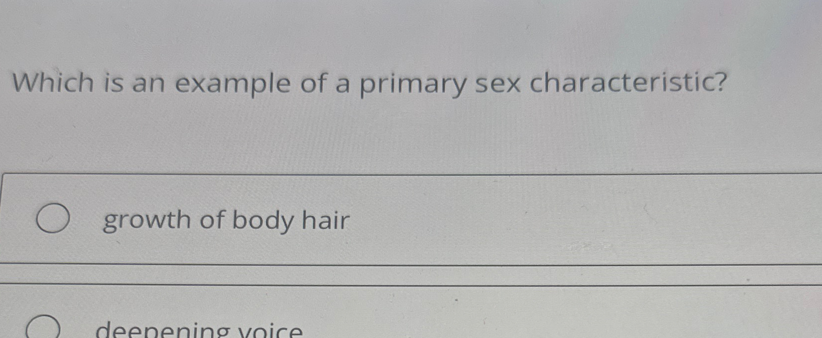 Solved Which is an example of a primary sex | Chegg.com