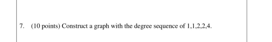 Solved 7. (10 points) Construct a graph with the degree | Chegg.com