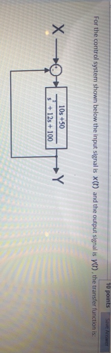 Solved 10 points For the control system shown below the | Chegg.com