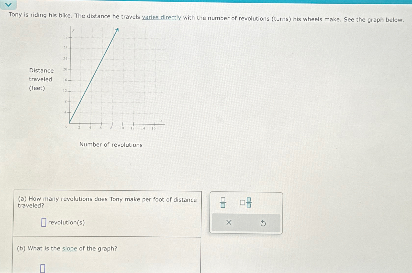 Solved Tony is riding his bike. The distance he travels | Chegg.com