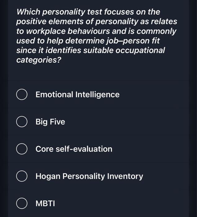 Which personality test focuses on the positive | Chegg.com