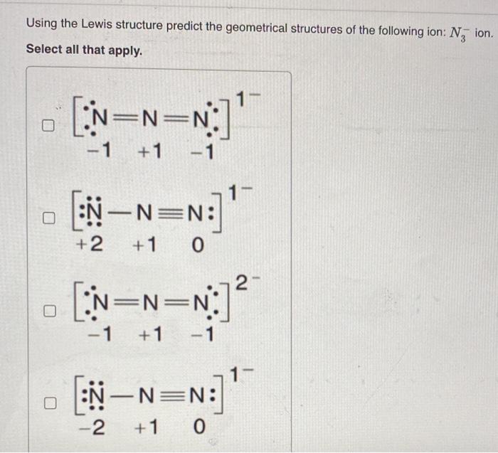 Solved Using the Lewis structure predict the geometrical | Chegg.com