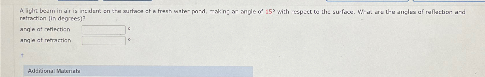 Solved A light beam in air is incident on the surface of a | Chegg.com